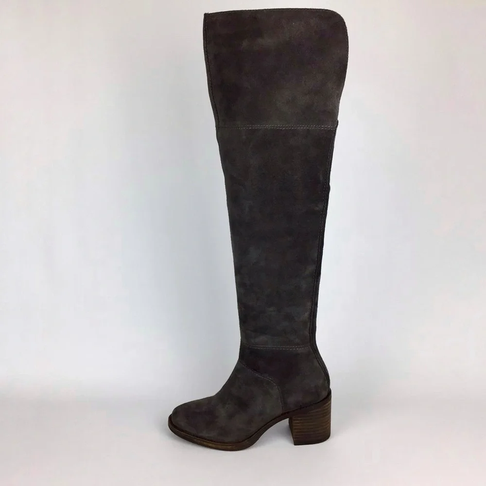 Lucky Ramsden Gray Suede Over the Knee OTK Heeled Boot 6
